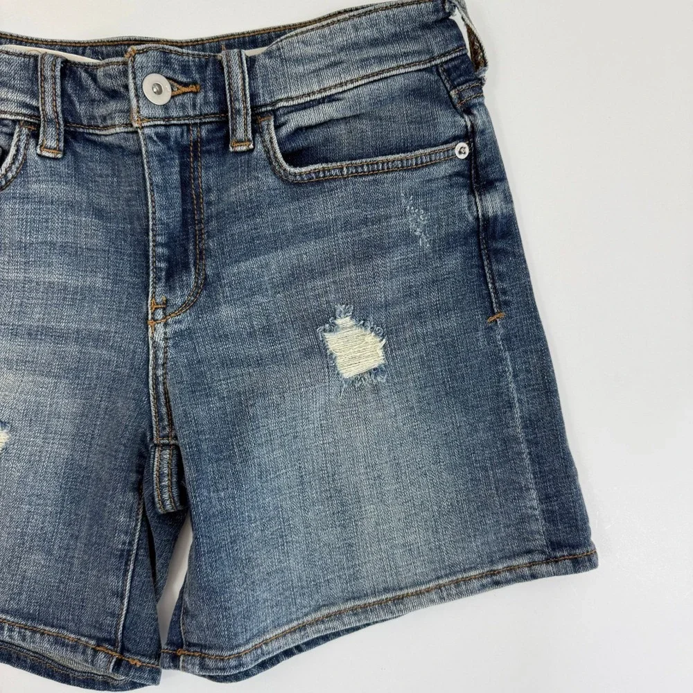 Pilcro and the Letterpress Slim Boyfriend Denim Shorts Distressed Blue Sz 25‎ 5